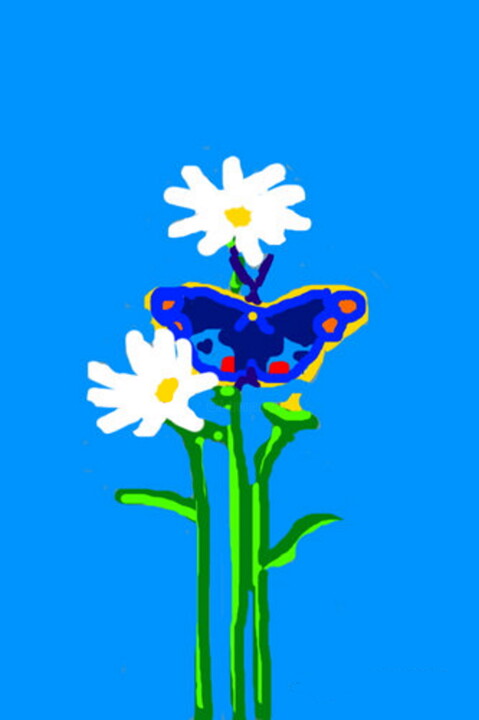 Arts numériques intitulée "Le papillon sur la…" par Stephane Pruvot, Œuvre d'art originale, Peinture numérique