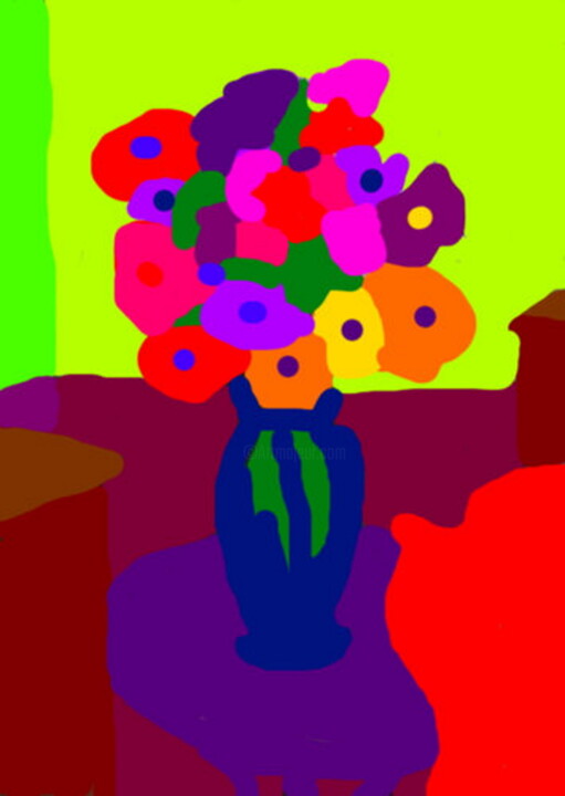 Arts numériques intitulée "Bouquet fleuri" par Stephane Pruvot, Œuvre d'art originale, Peinture numérique