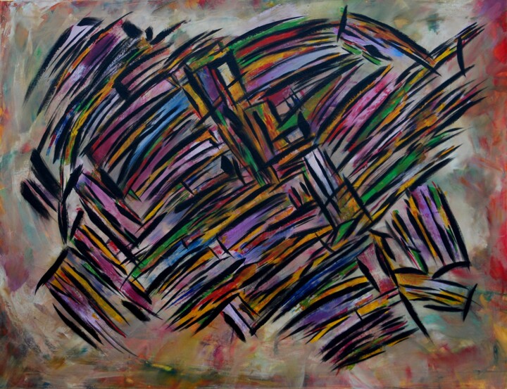 제목이 "Parietal colors"인 미술작품 Stéphane Semmar로, 원작, 아크릴 나무 들것 프레임에 장착됨