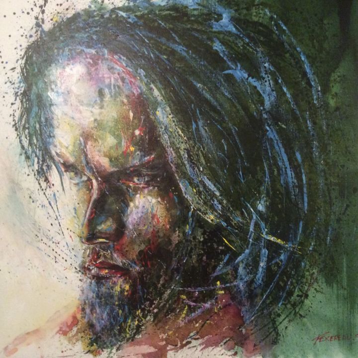Painting titled "MESSIAS" by Stephane Texereau, Original Artwork, Acrylic Mounted on Wood Stretcher frame
