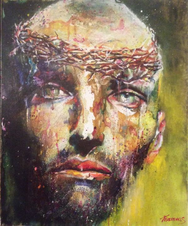 Painting titled "Christ-7" by Stephane Texereau, Original Artwork, Acrylic