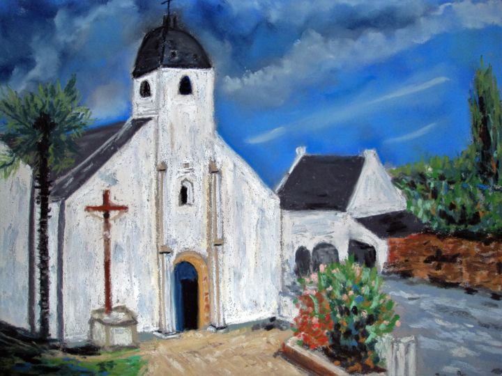 Painting titled "église-de-locmaria.…" by Stephane Thery, Original Artwork, Pastel