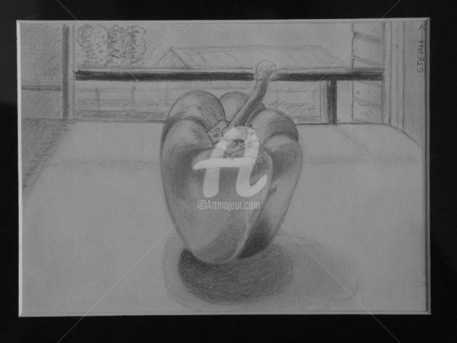 Dibujo titulada "Poivron" por Steph, Obra de arte original