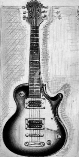 Dessin intitulée "Guitare" par Steph, Œuvre d'art originale