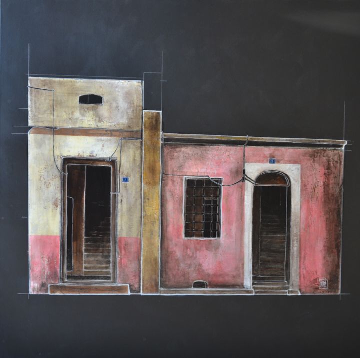 Schilderij getiteld "facade 1" door Stéphane Castelli, Origineel Kunstwerk