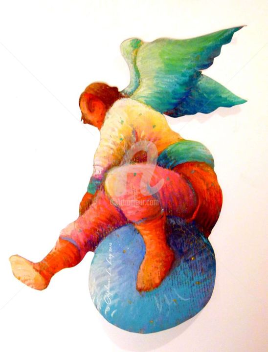 Dessin intitulée "Ange joueur" par Stéphane Le Lay, Œuvre d'art originale, Pastel