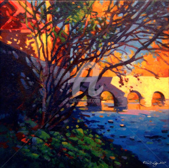 Painting titled "Rivage en automne" by Stéphane Le Lay, Original Artwork, Acrylic