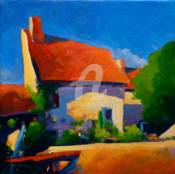 Painting titled "Vieille maison au s…" by Stéphane Le Lay, Original Artwork, Acrylic