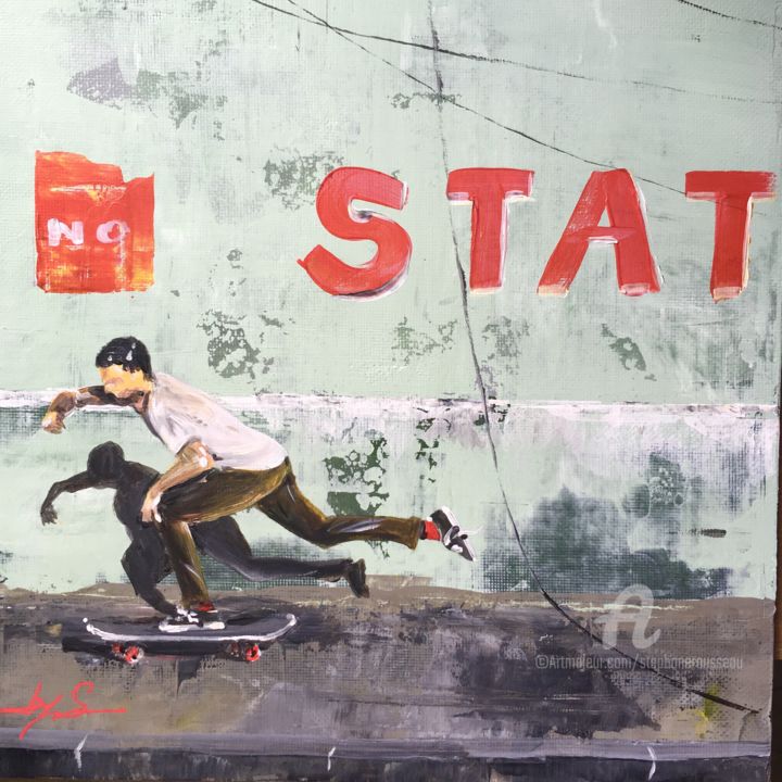 Painting titled "Sk8 - #artistsuppor…" by Iconbys, Original Artwork, Acrylic