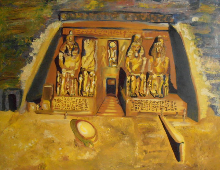 Schilderij getiteld "Abou Simbel" door Etteilla, Origineel Kunstwerk, Olie