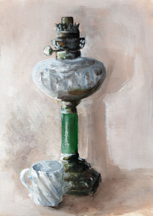 Schilderij getiteld "lampe à huile.jpg" door Stephanie Criado, Origineel Kunstwerk, Acryl
