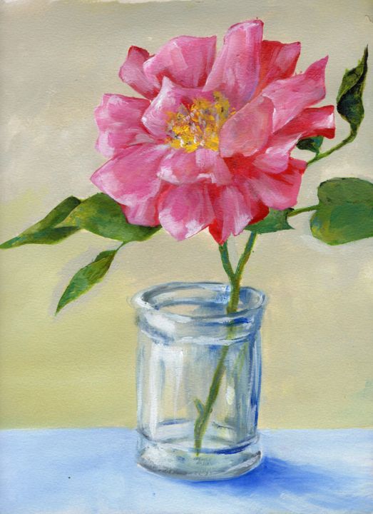 Картина под названием "rose.jpg" - Stephanie Criado, Подлинное произведение искусства, Акрил