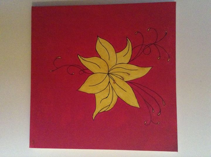 Painting titled "Fleur jaune" by Stephanie Dieu, Original Artwork