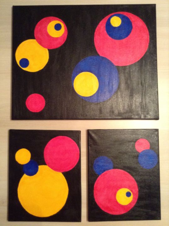 Schilderij getiteld "Cercles colores" door Stephanie Dieu, Origineel Kunstwerk