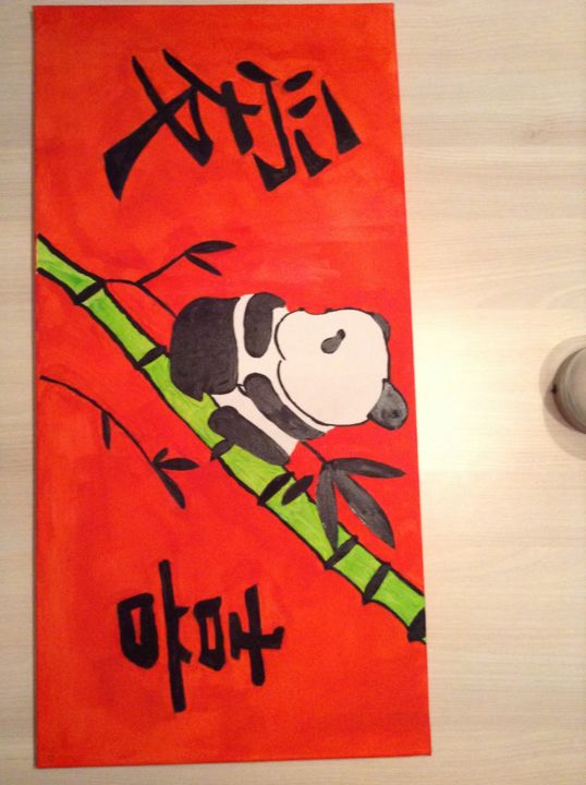 Schilderij getiteld "Panda bonheur" door Stephanie Dieu, Origineel Kunstwerk