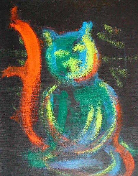 Painting titled "LE CHAT" by Stéphanie Galmiche, Original Artwork, Acrylic