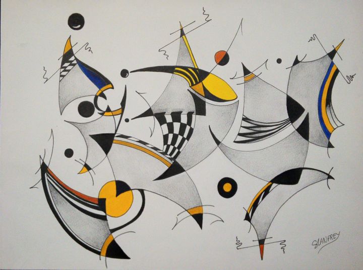 Painting titled "dessin N°3.jpg" by Stéphanie Lanfrey, Original Artwork, Ink