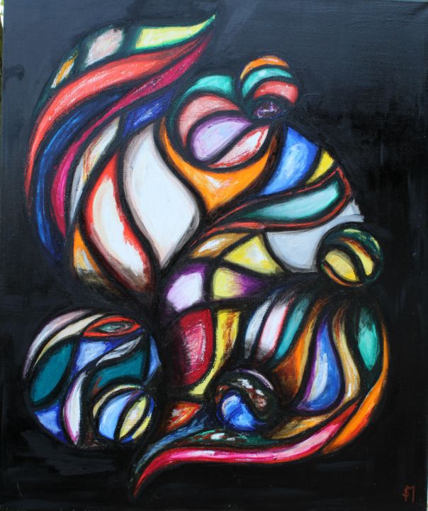 Painting titled "colors gravitation" by Stephanie Maltempi, Original Artwork, Oil