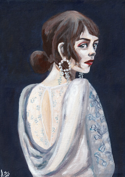 Картина под названием "moon dress" - Stephanie Marie Steinhardt, Подлинное произведение искусства, Акрил