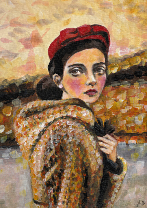 Malerei mit dem Titel "Autumn Girl" von Stephanie Marie Steinhardt, Original-Kunstwerk, Acryl