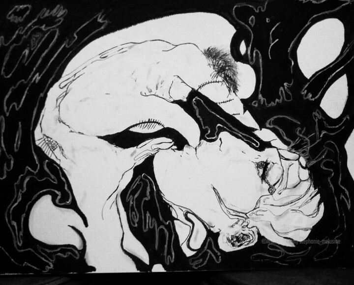 Rysunek zatytułowany „cicatrice” autorstwa Stéphanie Mélusine, Oryginalna praca, Atrament