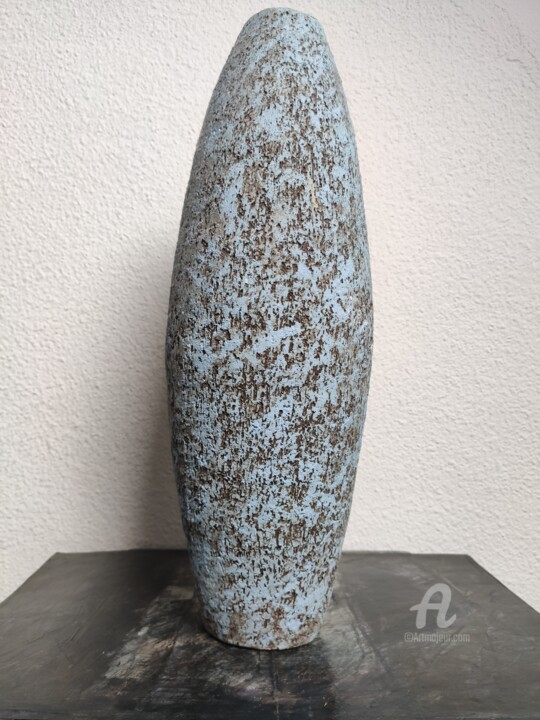 Sculpture titled "vase bleu" by Stéphanie Mélusine, Original Artwork, Ceramics