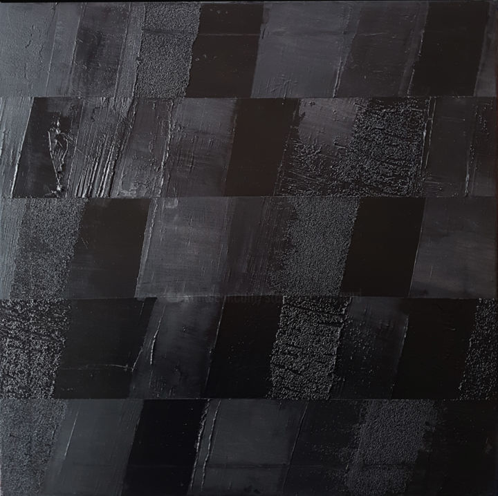 Peinture intitulée "Monochrome Noir 23" par Stéphanie Menard, Œuvre d'art originale, Acrylique Monté sur Châssis en bois