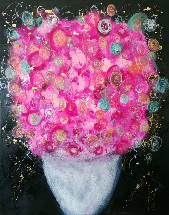 Painting titled "Bouquet Cabaret" by Stéphanie Menard, Original Artwork, Acrylic