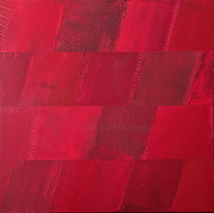 Painting titled "Monochrome Rouge 8" by Stéphanie Menard, Original Artwork, Acrylic Mounted on Wood Stretcher frame