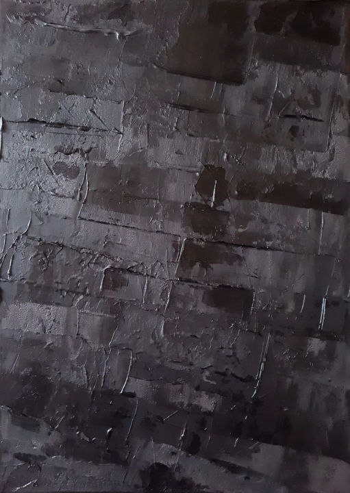 Peinture intitulée "Monochrome Noir 36" par Stéphanie Menard, Œuvre d'art originale, Acrylique Monté sur Châssis en bois