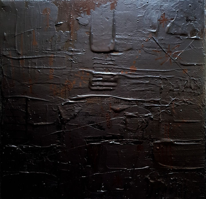 Malarstwo zatytułowany „Monochrome Noir 37” autorstwa Stéphanie Menard, Oryginalna praca, Akryl Zamontowany na Drewniana ram…