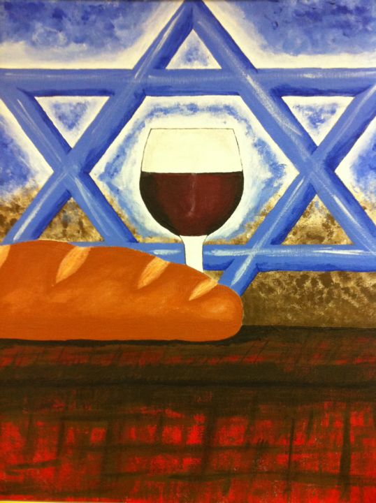 Painting titled "Pan y Vino - Print" by Stephanie Mihlbauer, Original Artwork, Acrylic