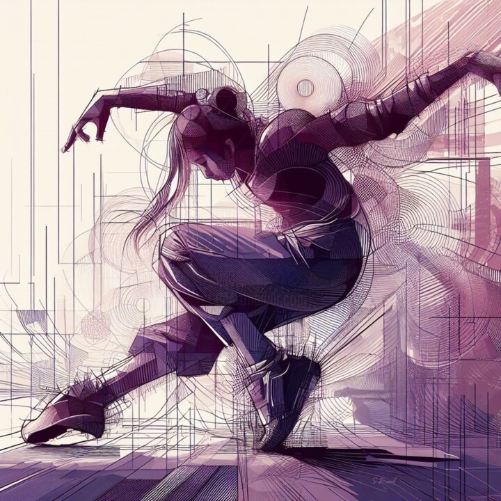 Arts numériques intitulée "Street Dancer" par Stéphanie Roussel, Œuvre d'art originale, Peinture numérique