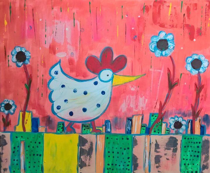 Peinture intitulée "Poulette" par Stephanie Bernard, Œuvre d'art originale, Acrylique