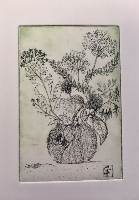 Gravures & estampes intitulée "fleurs" par Stéphanie Faivre, Œuvre d'art originale, Eau-forte