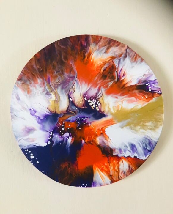 Painting titled "Fire Opale" by Stephanie Favier, Original Artwork, Acrylic Mounted on Wood Stretcher frame
