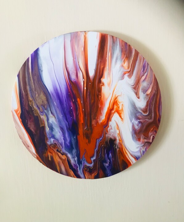 Painting titled "Fire Opale 2" by Stephanie Favier, Original Artwork, Acrylic Mounted on Wood Stretcher frame