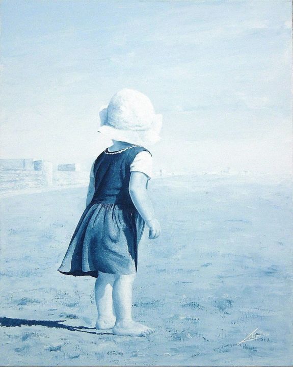 Painting titled "SUR LA PLAGE.jpg" by Stephanie Ledroit, Original Artwork, Acrylic