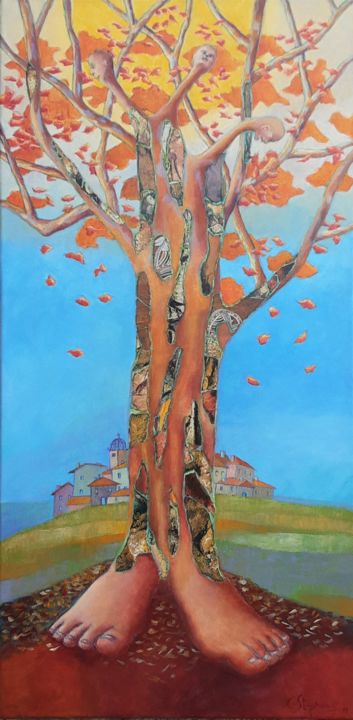 Peinture intitulée "A l'automne de nos…" par Christine Stéphanoff, Œuvre d'art originale, Acrylique