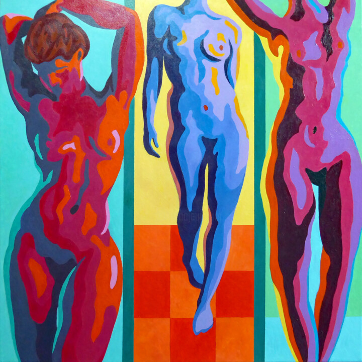 Pintura titulada "THREE RHYTHMIC NUDES" por Stephen Conroy, Obra de arte original, Acrílico Montado en Bastidor de camilla d…