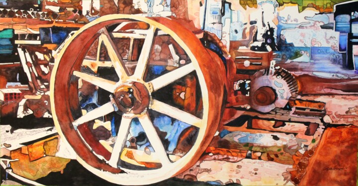 Painting titled "Perpetual Machine" by Stephen Edwards, Original Artwork, Watercolor