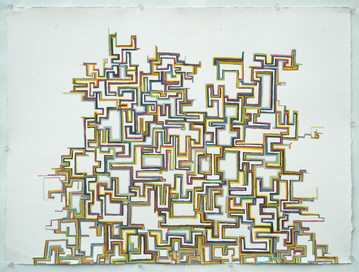 Pintura intitulada "Interstitial struct…" por Stephen Grossman, Obras de arte originais, Guache