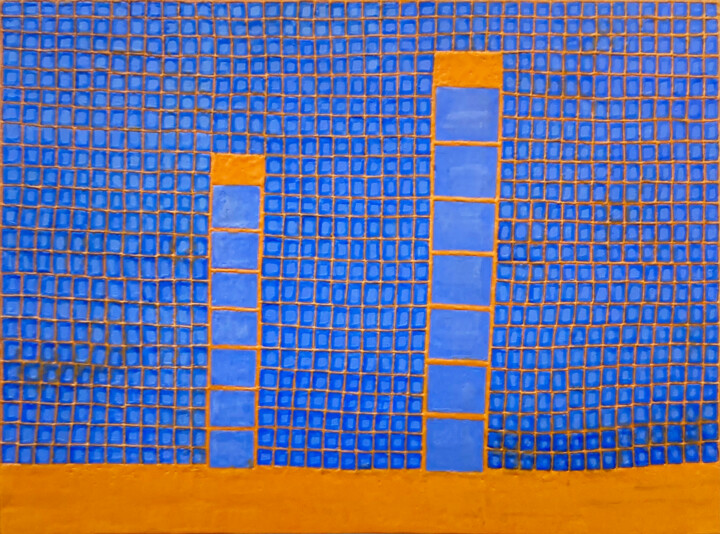 Painting titled "Study in blue 4" by Stephen Grossman, Original Artwork, Encaustic