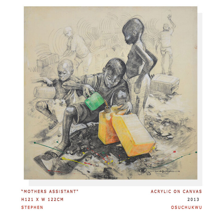 Картина под названием "Mother Asistamt" - Stephen Osuchukwu Signature Art Gallery, Подлинное произведение искусства, Древесн…