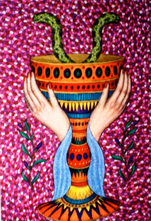 绘画 标题为“The Cup” 由Stephen Warde Anderson, 原创艺术品, 水粉 安装在木板上