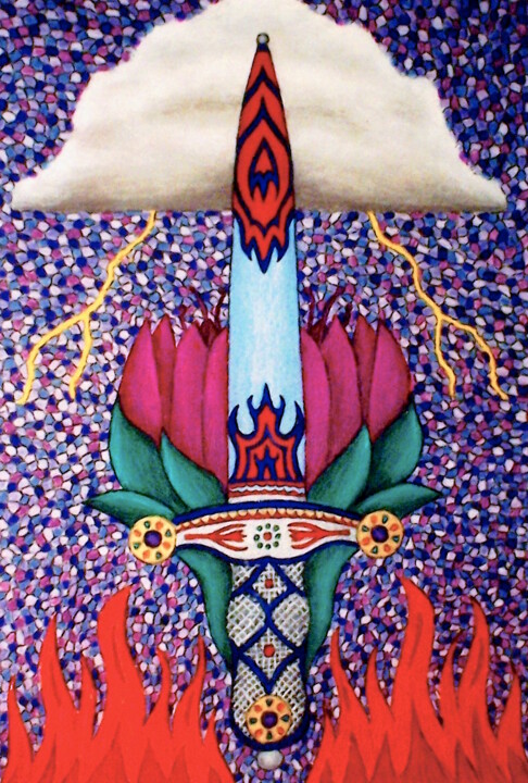 Pintura titulada "The Dagger" por Stephen Warde Anderson, Obra de arte original, Gouache Montado en Panel de madera