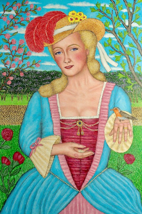 绘画 标题为“Madame du Barry” 由Stephen Warde Anderson, 原创艺术品, 丙烯 安装在其他刚性面板上