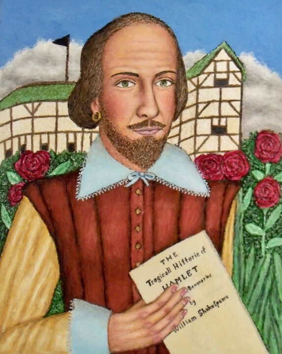Painting titled "William Shakespeare" by Stephen Warde Anderson, Original Artwork, Acrylic Mounted on Other rigid panel