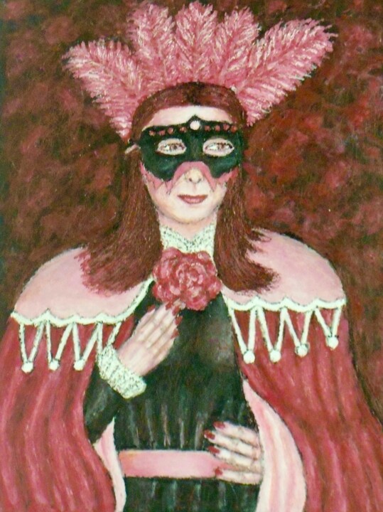 Painting titled "Masked Diva Rosalba" by Stephen Warde Anderson, Original Artwork, Acrylic