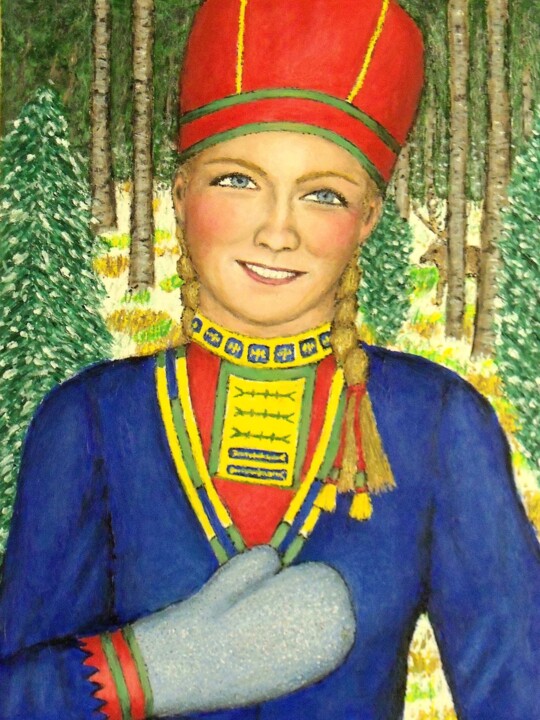 Pintura intitulada "Sami Princess" por Stephen Warde Anderson, Obras de arte originais, Acrílico